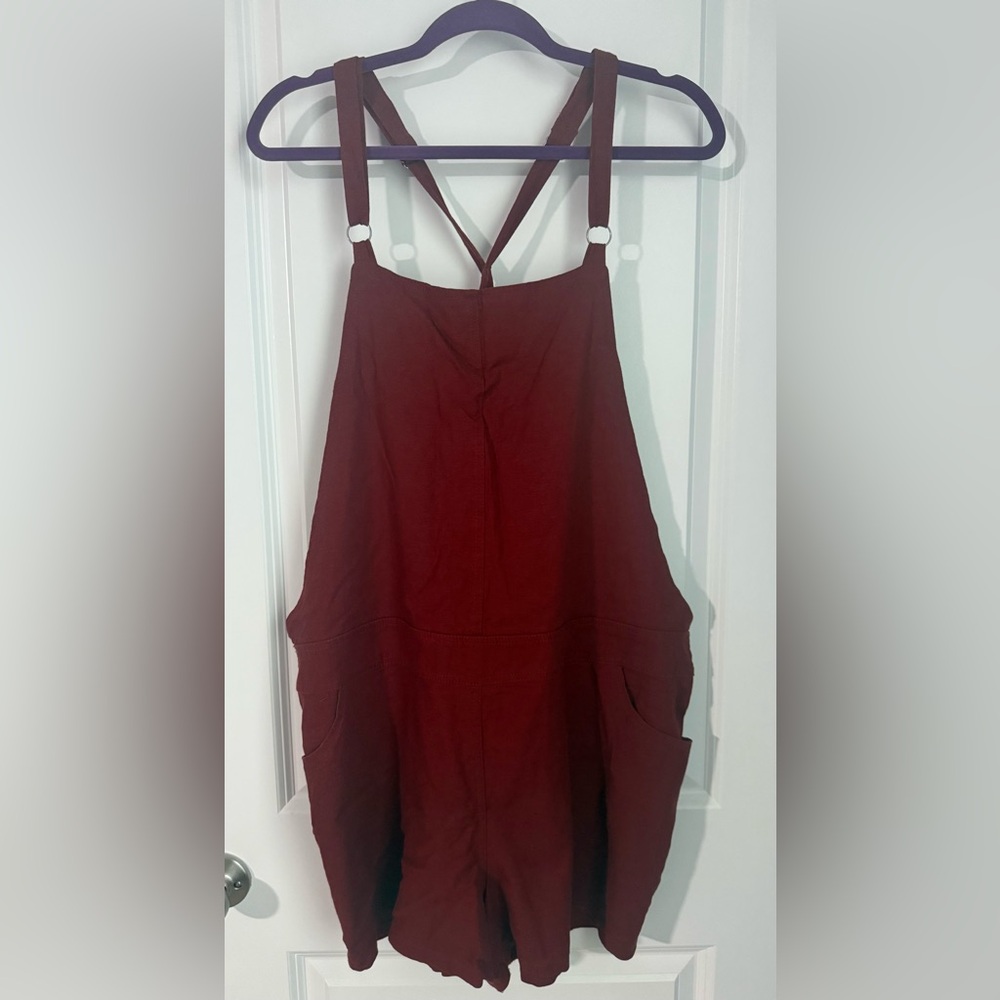 Torrid Brick Red Short Overalls